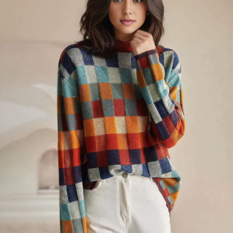 Maglione in maglia scozzese di lusso autunnale